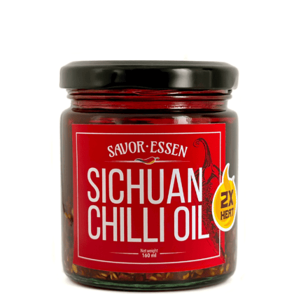 Savor Essen Sichuan Chili Oil | 2X Spice | Authentic Spicy Sichuan Flavor | Perfect for Enhancing Asian Cuisine | Vegan and Gluten-Free | Made with Premium Ingredients